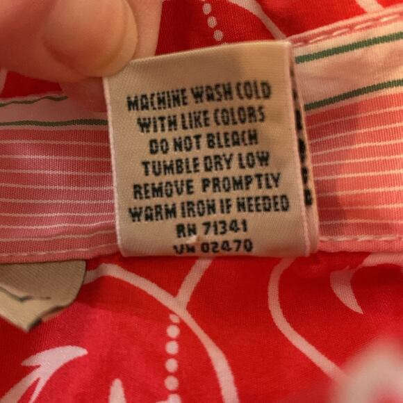 L.L. Bean Pink Nautical Stretch Cotton Shirt Size Medium - Picture 4 of 9